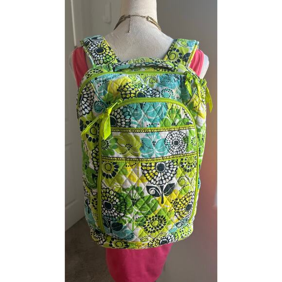 Vera Bradley Retired Limes Up Quilt Campus Backpack School Weekender Travel Gym - Picture 1 of 15